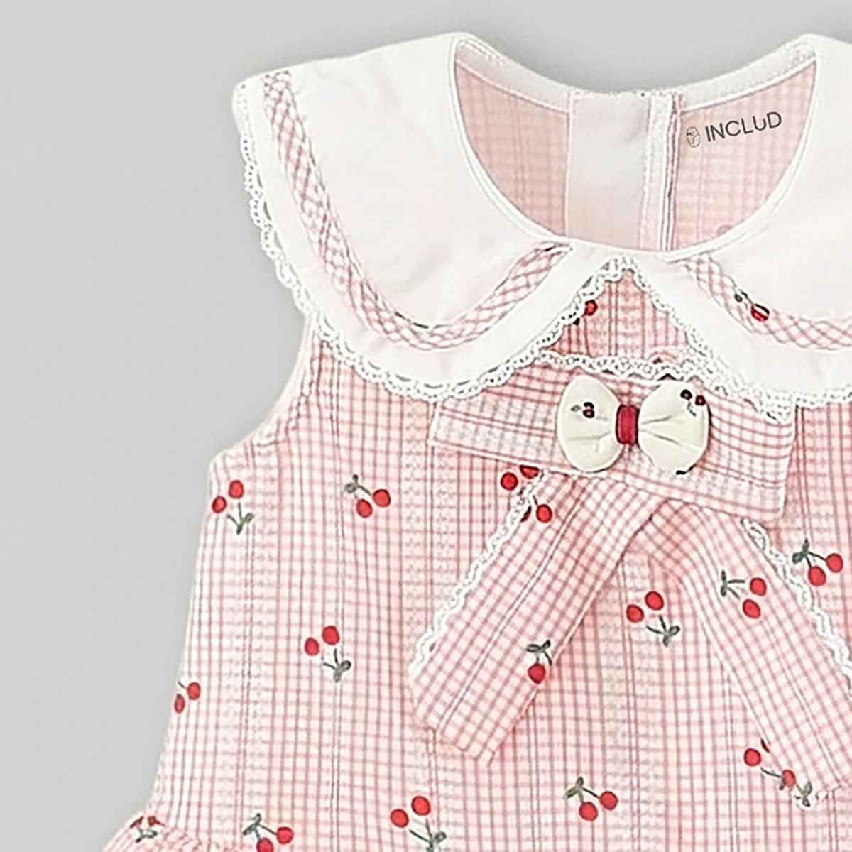 Girls Light Pink Cherry Print A-line Dress Casual Dresses