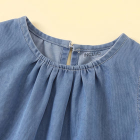 Girls Blue Denim Sleeveless Top with Pants Sets 2 pc. Sets