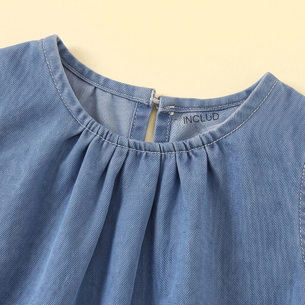 Girls Blue Denim Sleeveless Top with Pants Sets 2 pc. Sets