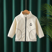 Boys Off White Fleece Embroidered Anchor Logo Zip-up Jacket Coats & Jackets Off White 1-2 Y