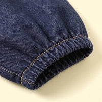 Girls Blue Solid Jeans With Contrast Stitching Jeans