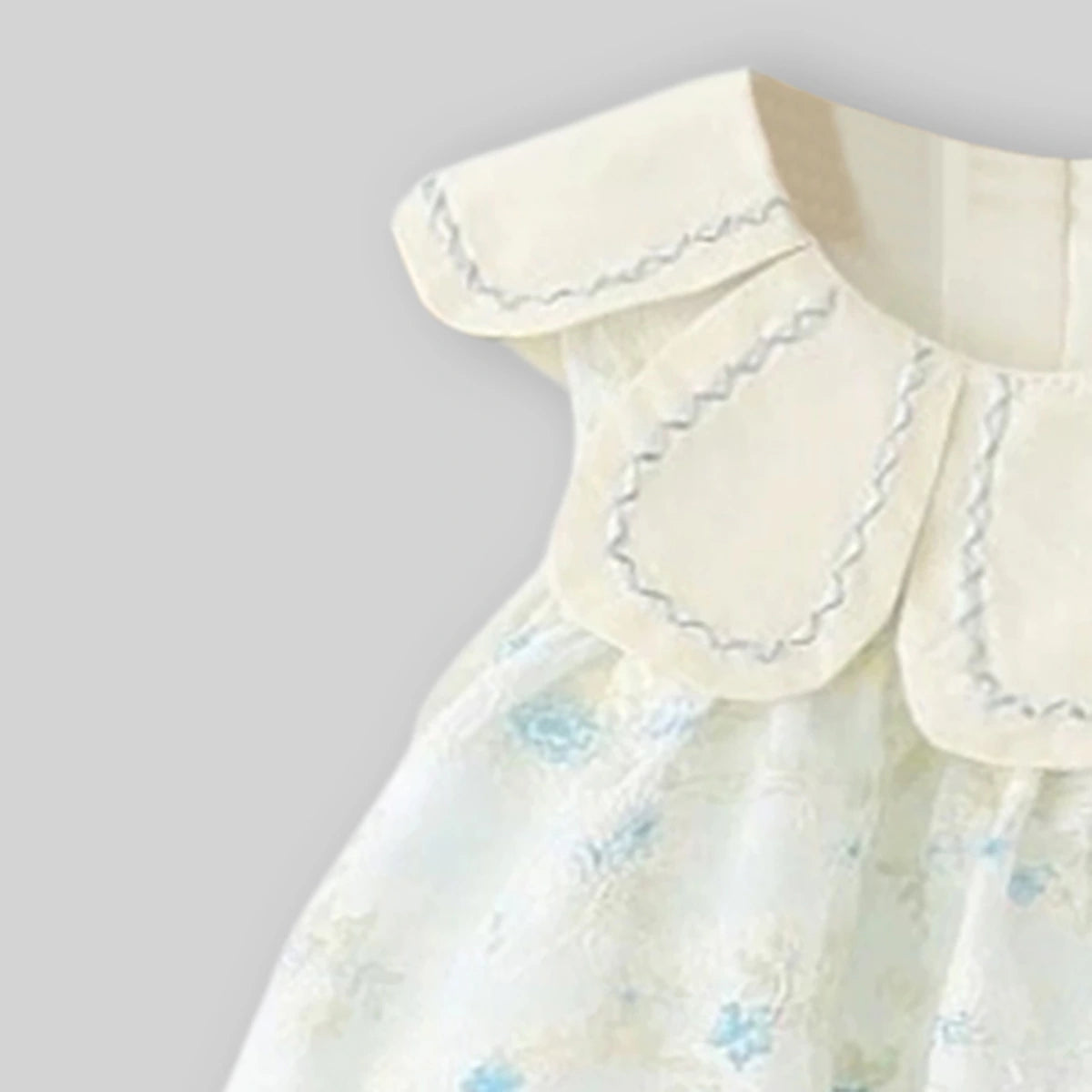 Girls Off White Floral Embroidered Sleeveless Dress Casual Dresses