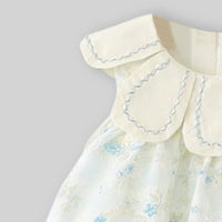 Girls Off White Floral Embroidered Sleeveless Dress Casual Dresses
