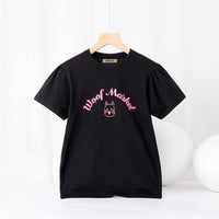 Girls Printed Short Sleeves Casual T-Shirt Tshirts Black 6-7 Y 