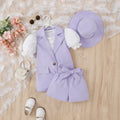 Girls Lavender Short Sleeve Blazer Dress With Top And Shorts Sets 3 pc. Sets Lavender 1-2 Y
