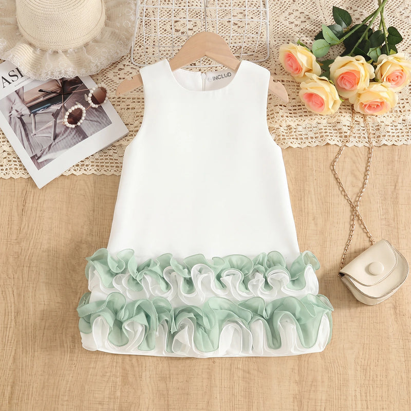 Girls Green Ruffle A-line Party Dress Party Dresses Green 2-3 Y