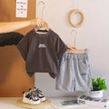 Boys Dark Brown Typographic Print T-shirt With Shorts Set Sets Dark Brown 1-2 Y