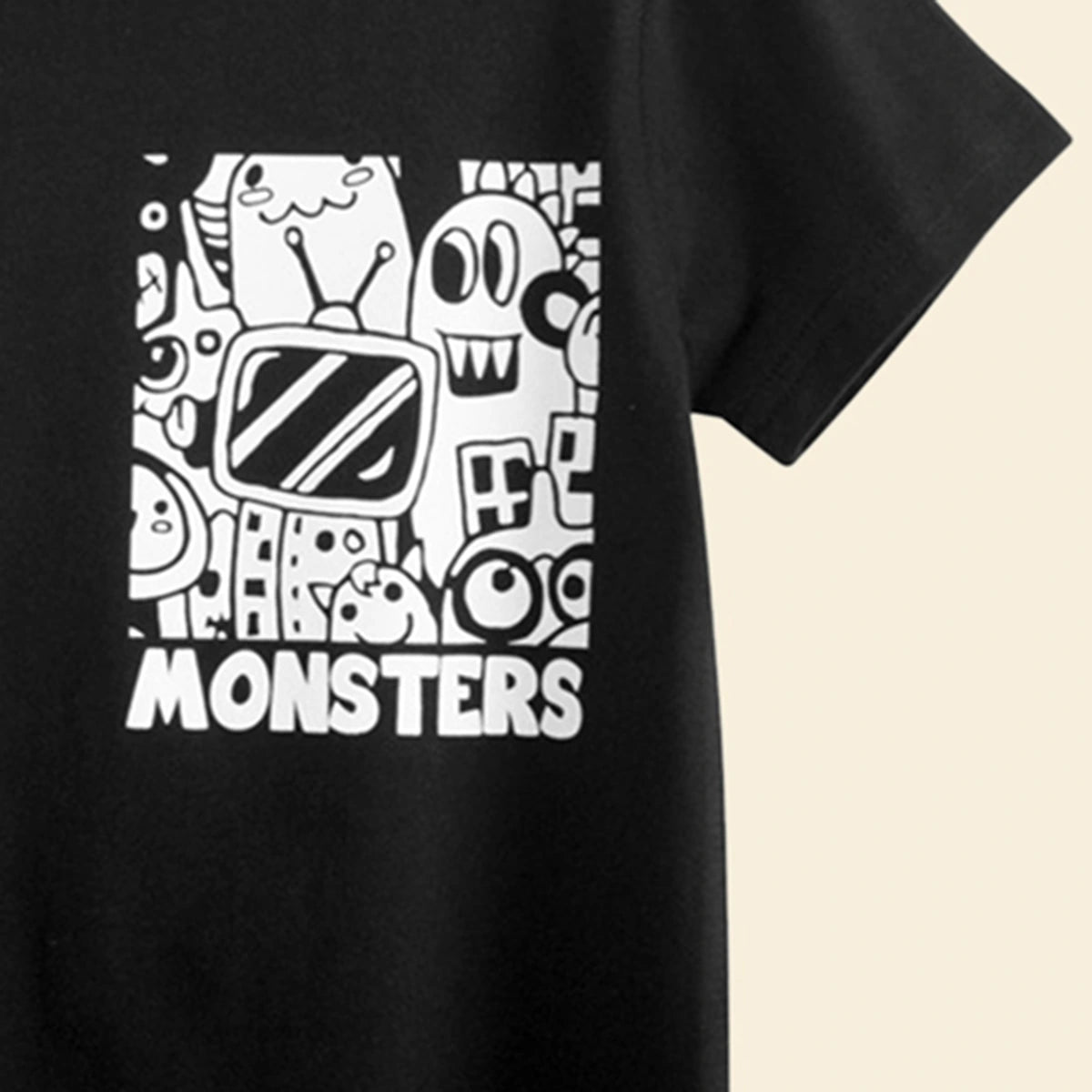 Boys Black Graphic Cartoon Printed Short Sleeves T-Shirt Tshirts