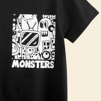 Boys Black Graphic Cartoon Printed Short Sleeves T-Shirt Tshirts