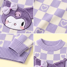 Girls Lavender Cartoon Character Long Sleeve Sweater Sweaters & Cardigans