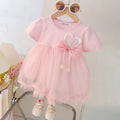 Girls Light Pink Bow Applique Fit & Flare Dress Casual Dresses Light Pink 1-2 Y
