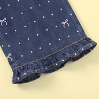 Girls Dark Blue Polka Dot Print Top With Pants Sets 2 pc. Sets