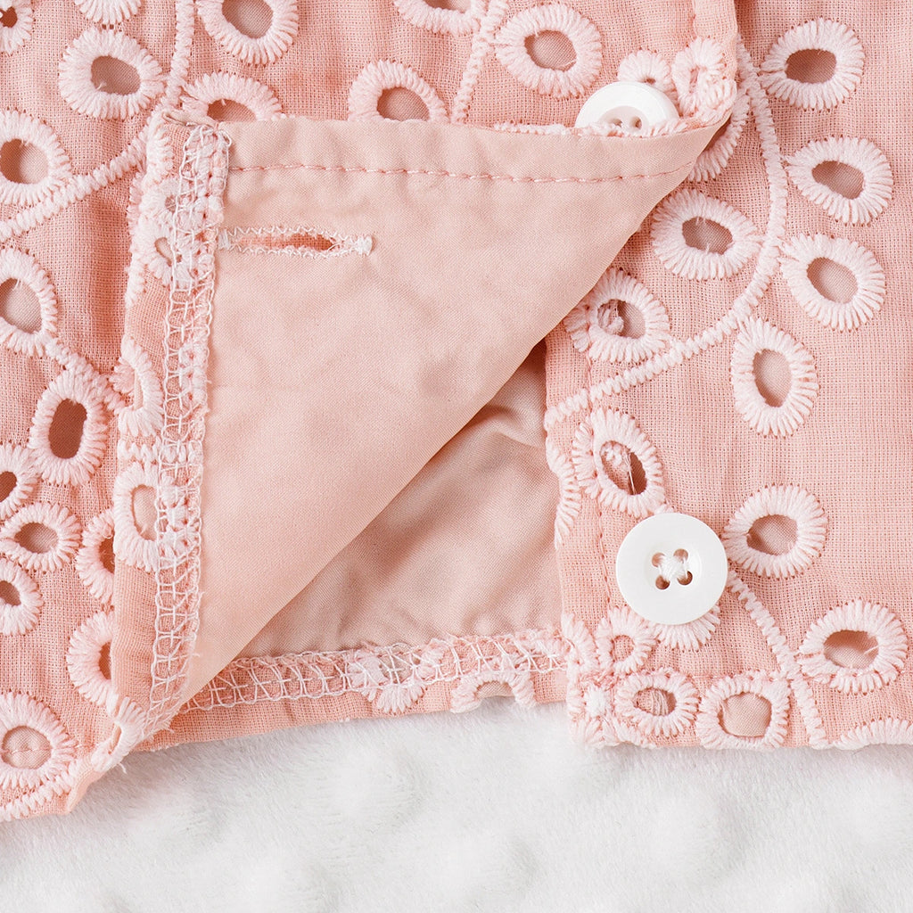 Girls Pink Eyelet Embroidered Sleeveless Top With Shorts Sets 2 pc. Sets