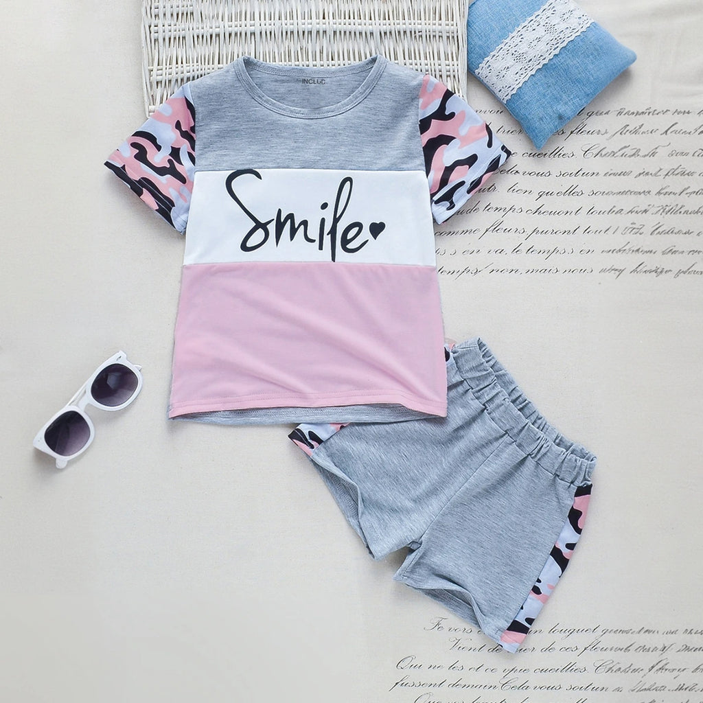 Boys Grey Typography Print Short Sleeve T-Shirt With Shorts Sets 2 pc. Sets Grey 1-2 Y