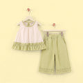 Girls Light Green Sleeveless Top With Pants Sets 2 pc. Sets Light Green 1-2 Y