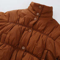 Girls Brown Solid Puffer Winter Jacket Coats & Jackets
