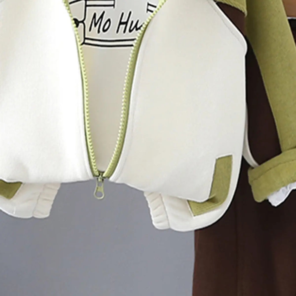Boys Green Colorblocked Front Open Jacket With Printed T-Shirt & Jogger Sets Sets