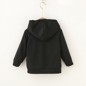 Boys Black Solid Hooded Long Sleeves Winter Sweatshirts Sweatshirts & Hoodies