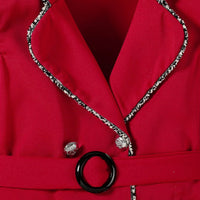 Girls Red Cap Sleeve Belted Blazer Dress Casual Dresses