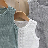 Boys Multicolour Textured Tank Vest Pack Of 3 Vests