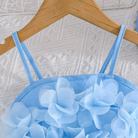 Girls Blue Camisole Applique Top With Hat And Trousers Set 3 pc. Sets