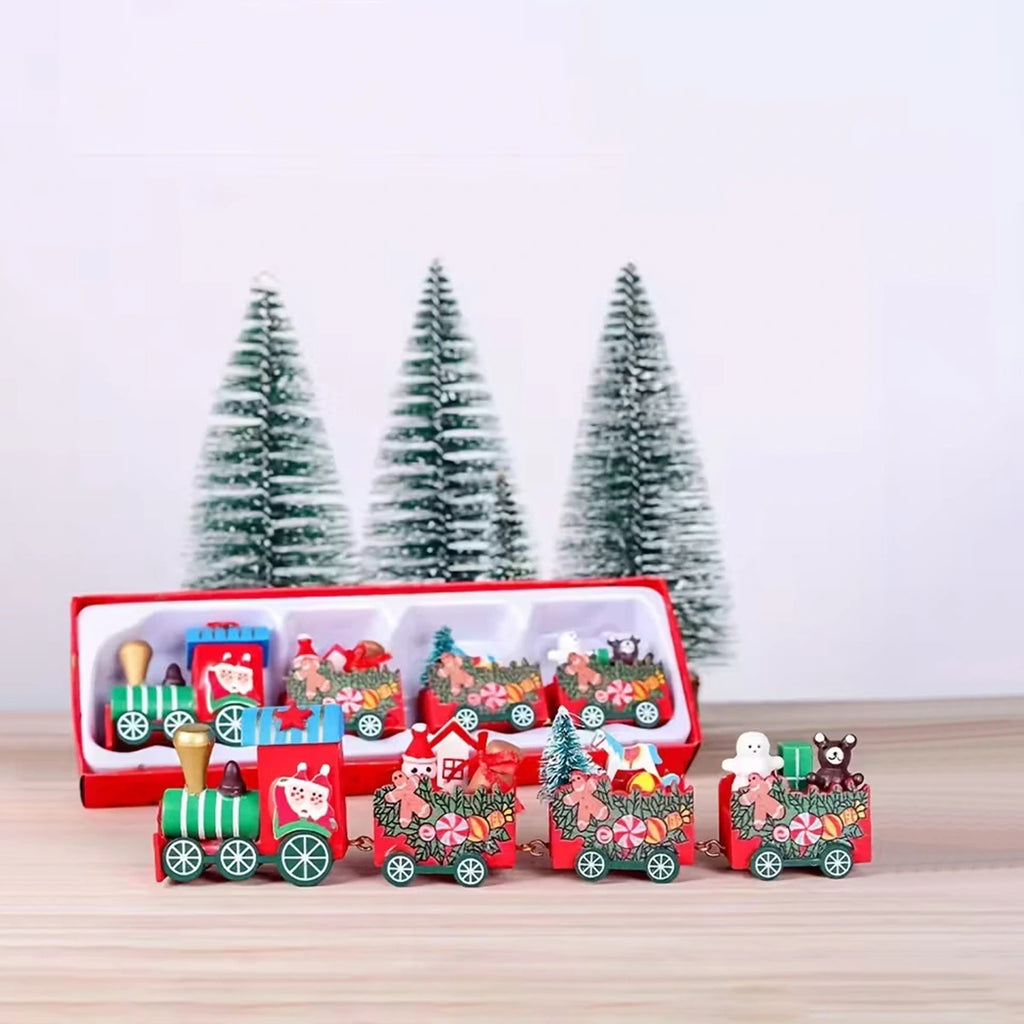 Kids Multicolor Wooden Christmas Mini Train Set Trending Accessories
