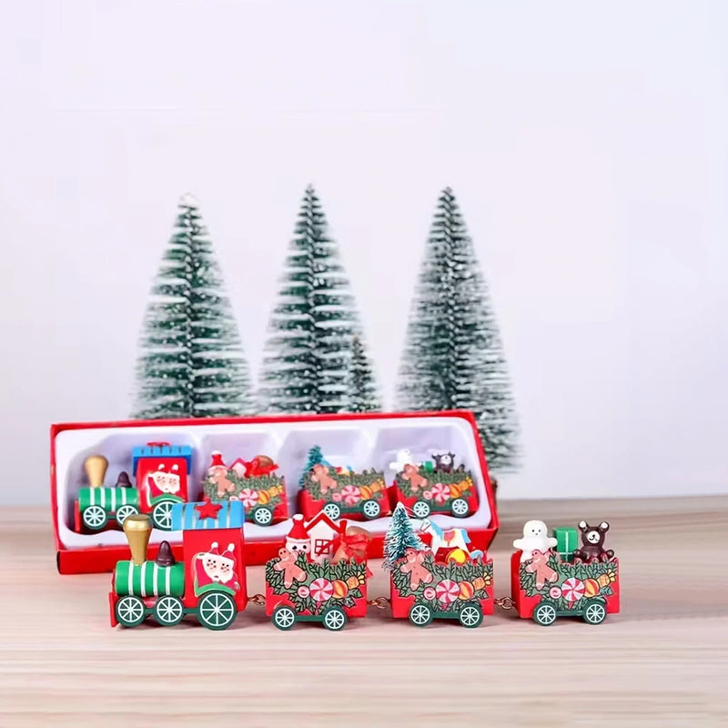 Kids Multicolor Wooden Christmas Mini Train Set Trending Accessories