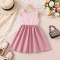 Girls Pink Solid Sleeveless Fit & Flare Dress Casual Dresses Pink 1-2 Y