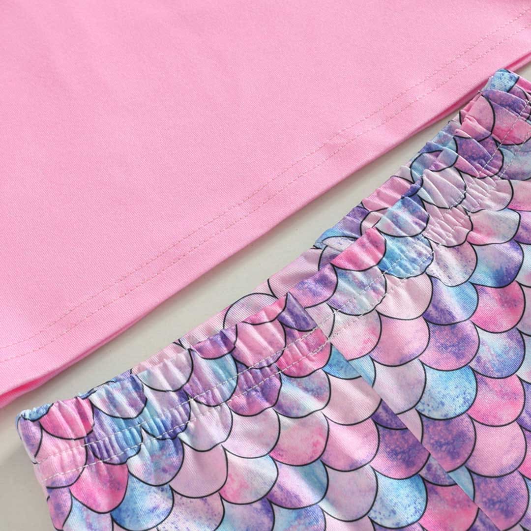 Girls Mermaid Printed T-Shirt With Pants Set 2 pc. Sets   
