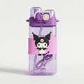 Cute Kids Purple Dual Spout Water Bottle with Straw, Leakproof Lid & Adjustable Strap Trending Accessories Purple Onesize