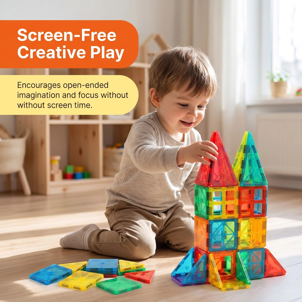 INCLUD 32 Pcs Magnetic Tiles Building Blocks - Build, Create & Explore Trending Accessories