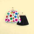 Girls Multicolour Smiley Print Long Sleeve Jacket With Skirt Sets 2 pc. Sets Multicolor 3-4 Y