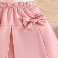 Girls White Applique Applique Top With Pleated Skirt Sets Sets