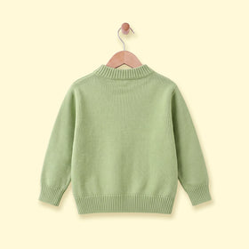Girls Sage Green Bunny Applique Long Sleeve Cardigan Sweaters & Cardigans