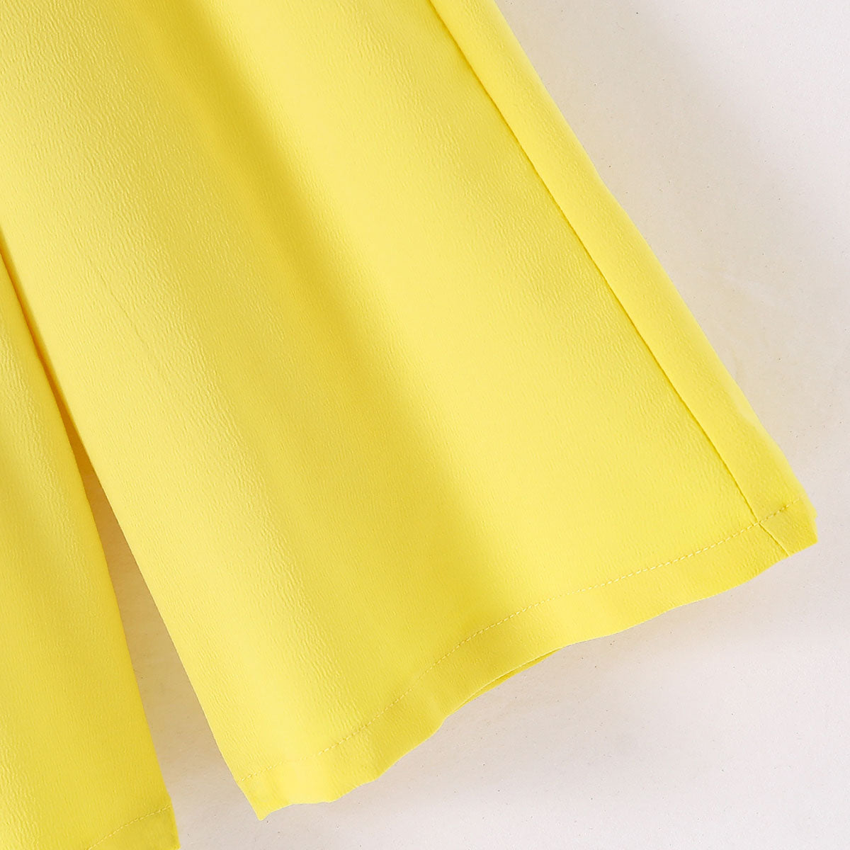 Girls Sleeveless Textured Crop Top With Sling Bag And Yellow Pants Set 3 pc. Sets