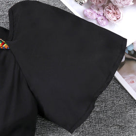 Girls Black Lace Border Fit & Flare Dress Casual Dresses