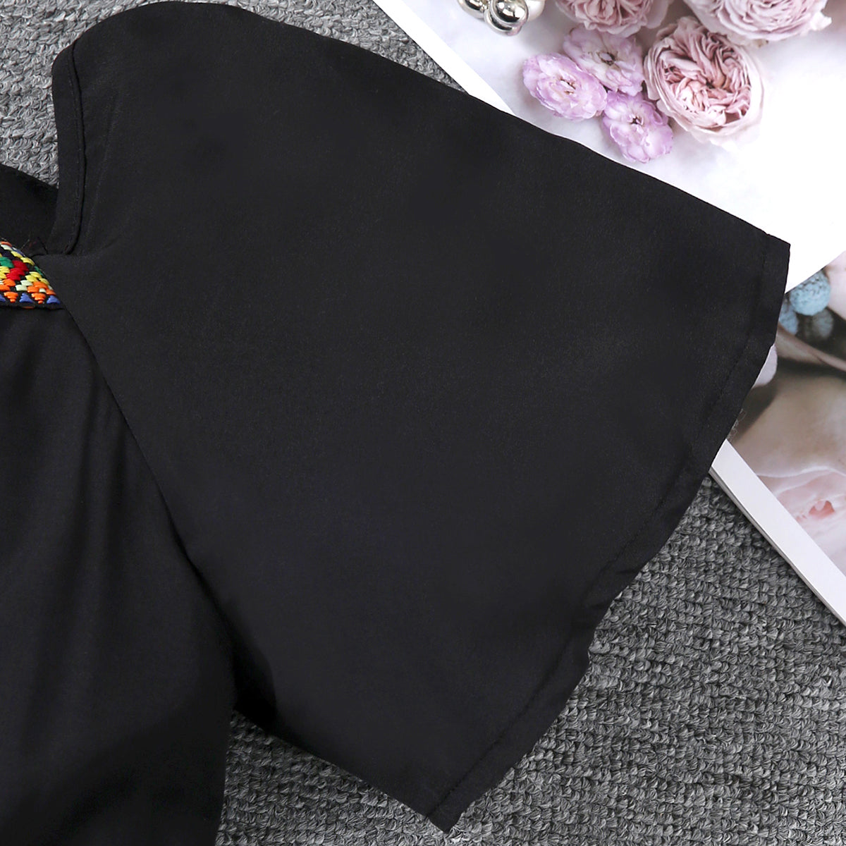 Girls Black Lace Border Fit & Flare Dress Casual Dresses