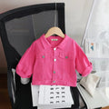 Girls Pink Solid Long Sleeves Jacket Coats & Jackets Pink 1-2 Y