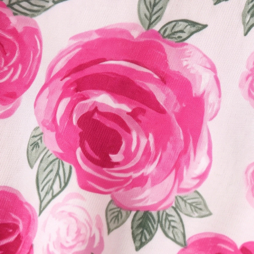 Girls Pink Floral Print Puff Sleeve Fit & Flare Dress Casual Dresses