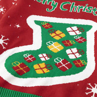 Boys Red Sweater With Self-Design Christmas Themed Patterns Sweaters & Cardigans