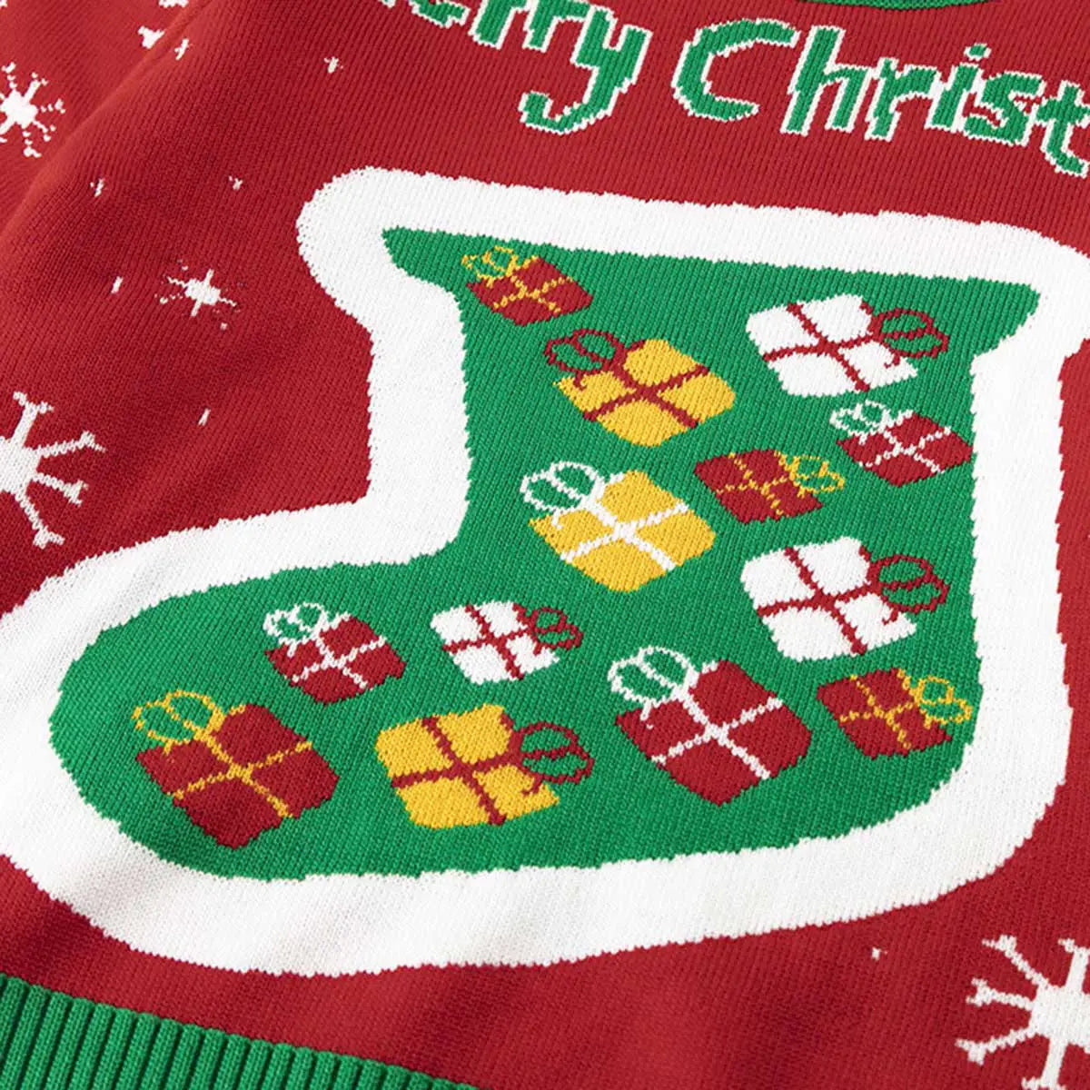 Boys Red Sweater With Self-Design Christmas Themed Patterns Sweaters & Cardigans