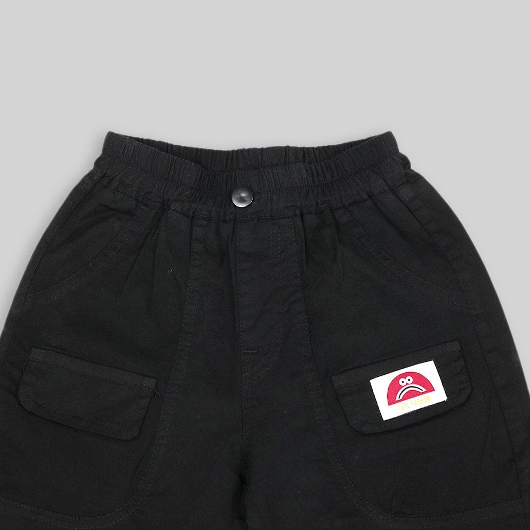 Boys Black Pocket Mock Elasticated Shorts Shorts   