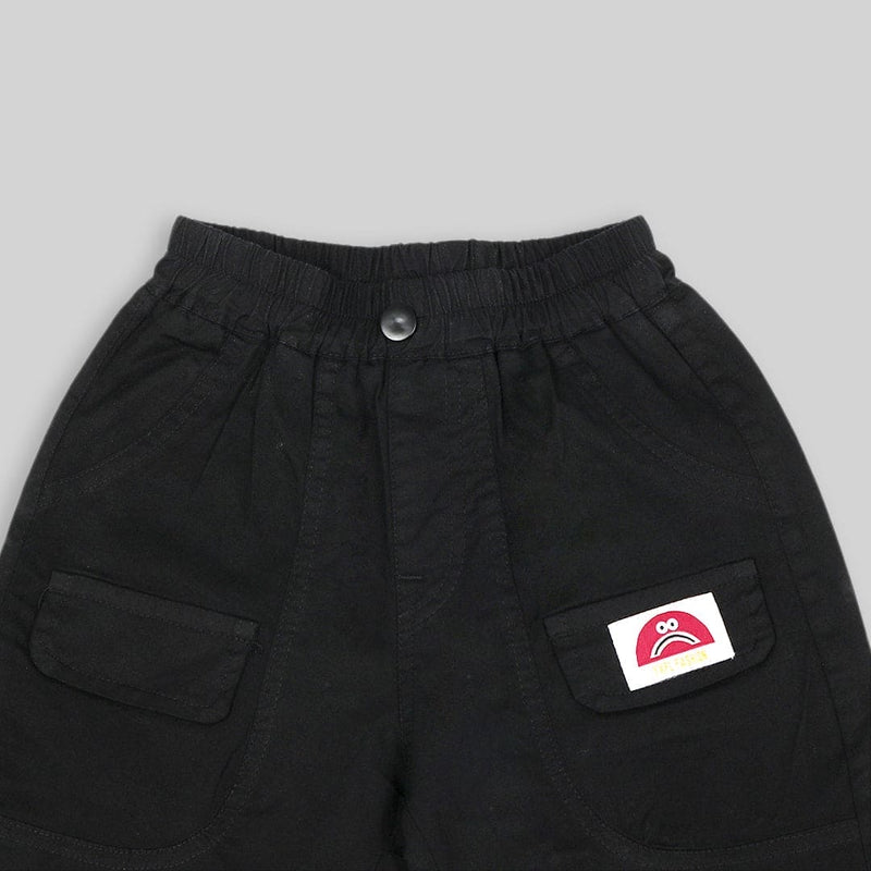 Boys Black Pocket Mock Elasticated Shorts Shorts   