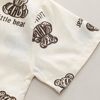 Boys Off White Bear Printed Short Sleeve Shirt With Elasticated Shorts Set Sets