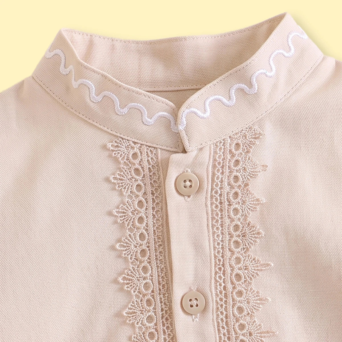 Boys Beige Ethnic wear Long Sleeve Kurta With Pyjama Sets Ethnicwear Boys