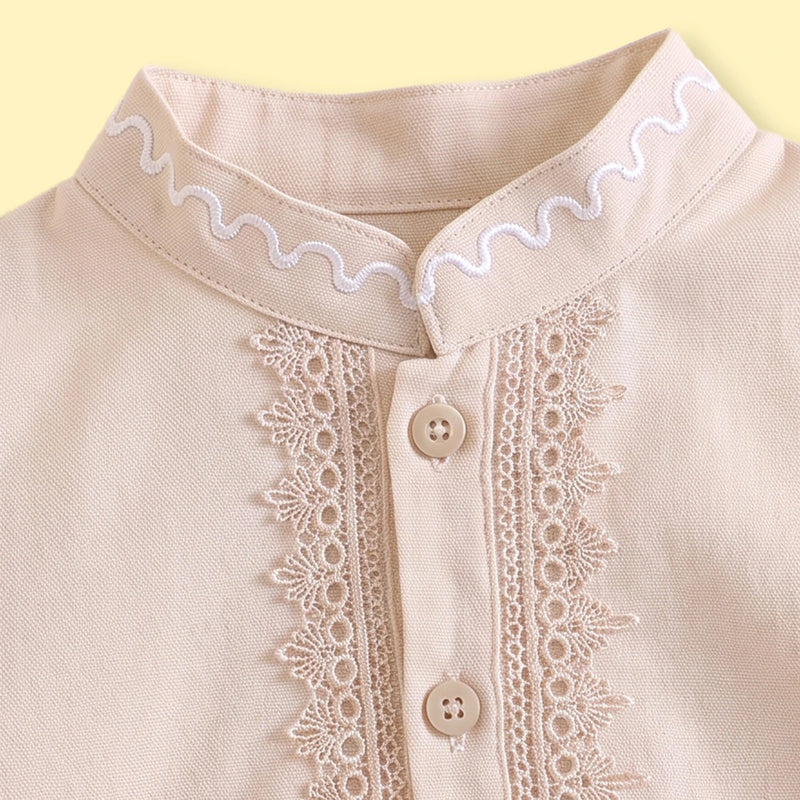 Boys Beige Ethnic wear Long Sleeve Kurta With Pyjama Sets Ethnicwear Boys