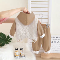 Girls Khaki Embroidered Regular Sweatshirt With Sleeveless Jackets, Pants & Bag Sets 4 pc. Sets