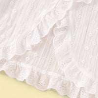 Girls White Schiffli Embroidered Short Sleeve Shrug Tops