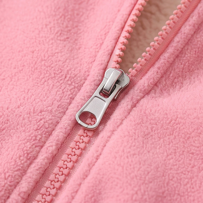 Girls Pink Colorblocked Long Sleeve Jacket Coats & Jackets
