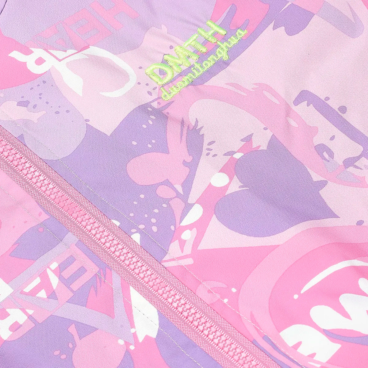 Girls Pink Abstract Printed Hooded Zipper Jacket Coats & Jackets